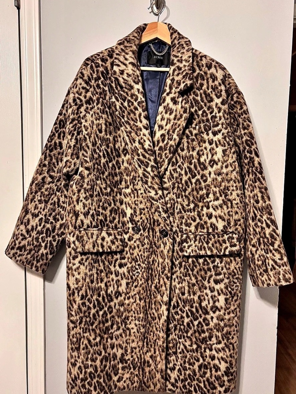 J.Crew Leopard Print Coat Size Large Like New